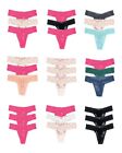 Victoria's Secret Ultra Soft Lace Thong Panties Set of 3 Bundle Lot XS, S, M