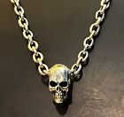 Lena K   Chrome King  Hearts Baby Skull Pendant and Chain 22 Inch Necklace