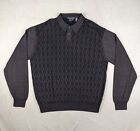 Tulliano XXL Mens Sweater Polo Collar Geometric Brown Tall 3D
