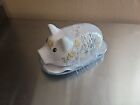 Floral Pig Butter Dish Farmhouse Country Cottage Blue Under Plate Bass