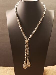 Upscale Silvertone Necklace With Tassel 24