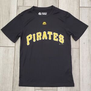 New Majestic Pittsburgh Pirates Black Evolution Cool Base T-Shirt for Boys, S