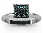 7.12 Ct Vvs1=Princess Brown Blue Real Moissanite Diamond Engagement Silver Ring
