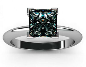 8.11 Ct Vvs1 .Princess Brown Blue Real Moissanite Diamond Engagement Silver Ring