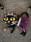 Betsey Johnson Vintage Enchanted Forest Black Cat Pink Tutu Spider Necklace
