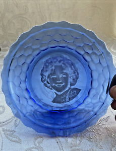 Vintage Shirley Temple 1930s Cobalt Blue Glass Cereal Bowl Dish Hazel Atlas