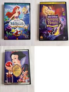 Disney Princess DVD Lot: Snow White Sleeping Beauty Little Mermaid With Cases