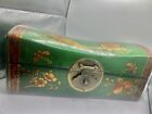 Kamasutra Antique Chinese Wooden Box with Art And Dragon Pattern. Green Iron
