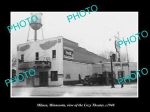 OLD LARGE HISTORIC PHOTO OF MILACA MINNESOTA VIEW OF THE COZY THEATER c1940
