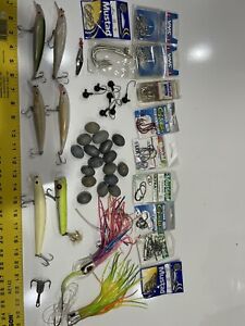 Huge Lot Saltwater Fishing Tackle Lures Hooks Weights Jigs