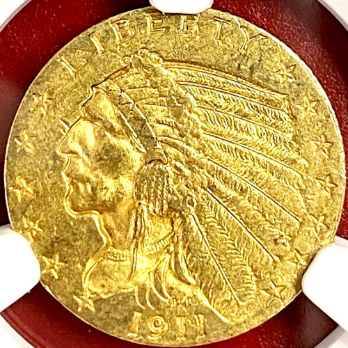NGC MS-61!  1911 $2.50 INDIAN HEAD GOLD