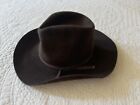 Vintage Keyston Cowboy Hat 12220 Brown Leather Felt Wool Buffalo