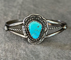 Vintage Native American Navajo Turquoise  Sterling silver Bracelet Signed