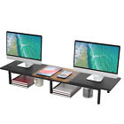 Dual Monitor Stand Riser, Large Sturdy Wood & Steel Computer Monitor Stand Riser