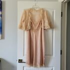 Vtg Lisette By Al Sterling Babydoll Nightgown And Lacy Jacket Set Shades Of Tan
