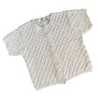 Liz Claiborne Vintage Ivory Scalloped Y2K Crop Hand Knit Cardigan Size S