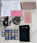 Nintendo DS Lite Console Pink Huge 14 Disney Game Lot Tested Working