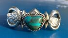 Navajo Sterling Silver Tufa Cast Boulder Turquoise Cuff Bracelet