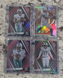 2023 Panini Phoenix Dolphins Lot 4 Cards Numbered # Tua, Hill, Waddle)