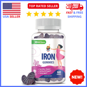Iron Gummies for Kids & Adults - Iron Vitamins with Vitamin C, 10mg per Serving