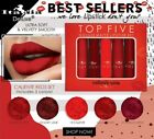 Italia Deluxe Mousse Soft Velvety Smooth Long Wearing Matte Lipstick 5pc Red Set