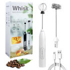Electric Milk Frother Double Whisk Handheld Coffee Foam Mixer USB Rechargeable