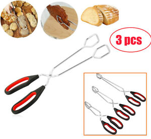 3Pack Stainless Steel Scissor Tongs, Kitchen Tongs for Cooking Food Tongs BBQ