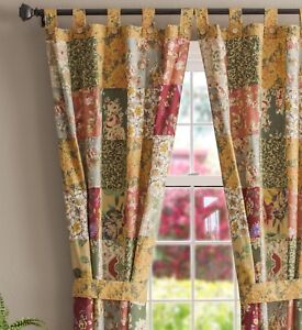 ANTIQUE CHIC WINDOW PANELS : COUNTRY FLORAL PAISLEY COTTON CURTAIN DRAPES