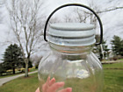 Vintage Illinois Glass wire Bail Handle Jar with zinc Lid & ribbed shoulders, 8”