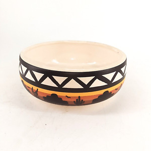 Southwest Style Pottery Bowl Painted Western Motif Numbered D242