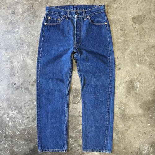 Vintage 80s 90s Levi’s 501 Made In USA Denim Jeans Dark Wash Blue 28x27