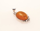 Fabulous Sparkling Real Baltic Amber Artistic Pendant 925 Solid Silver #19720