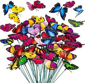 50PCS Butterfly Garden Decorations,10inch Butterfly Stakes Waterproof Decorative