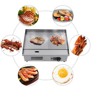 Commercial Electric Griddle Flat Top Grill 1600W BBQ Hot Plate Grill Countertop