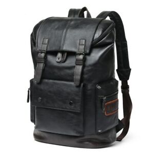 Mens Leather Backpack Travel Laptop Bag School waterproof Business Shoulder Bags
