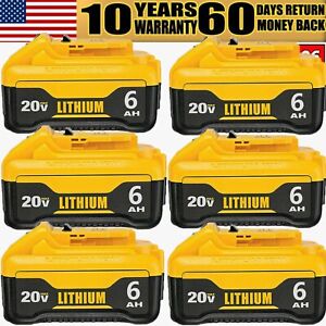 1/4 Pack Battery For DeWalt 20V 20 Volt Max 6.0AH DCB206 Lithium Ion Replacement