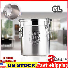 6L Stainless Steel Cereal Container Metal Kitchen Rice Storage Bucket with Lid