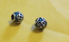 One lot of two Authentic Pandora Green Zen charms-lush green color