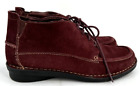 Clarks Collection Nikki Class Burgundy Leather Suede Ankle Boots Womens Size 9.5