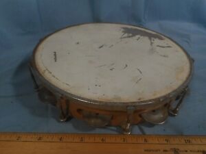 Vintage 1960s? Wood Single Row Tambourine Hand Percussion Instrument