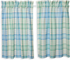Cackleberry Home Ocean Breeze Plaid Cafe Curtains Woven Cotton 28 Inches W X 36