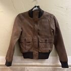 Vintage Gap Leather Bomber Jacket XS Brown Blouson Coat Classic Style