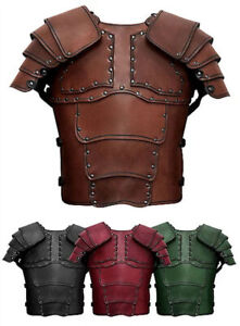Men's Medieval Knight PU Leather Armor Viking Cosplay Costume Chest Armor Guard