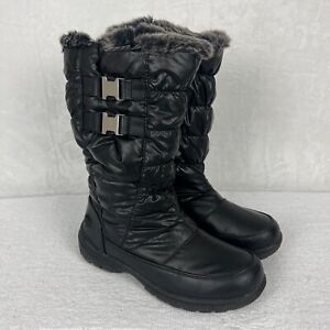 Totes Womens Boots Size 7M Black Thermolite Faux Fur Quilted Snow Zipper