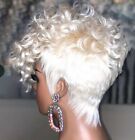 Women Platinum Blond Short Curly Wigs Afro Pixie Cut Wig Wave Hair Synthetic