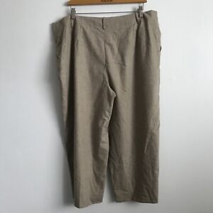 Lafayette 148 Wool Pants 16 Brown Cropped Straight Leg Pleated Front FLAWED