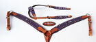 Horse Show Tack Bridle Western Leather Headstall Purple 8374A