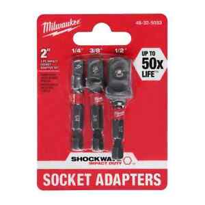 Milwaukee Socket Adapter Set Impact Duty Hex Shank 1/4 1/2 3/8 in. Driver Pack