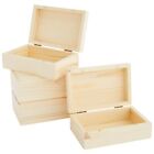 4 Pack Unfinished Wooden Box with Hinged Lid for Crafts Jewelry Beads Storage