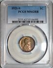 PCGS MS-62 RB 1921-S Lincoln Cent, Wood-Grain Toned, 60%+ Red specimen!